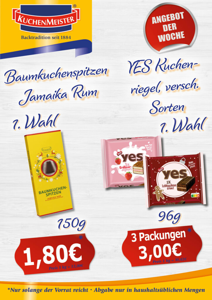 NEU Preisschilder Angebot der Woche KW05 2025 BKS Jamaica Rum u YES Himbeer u Lebkuchen