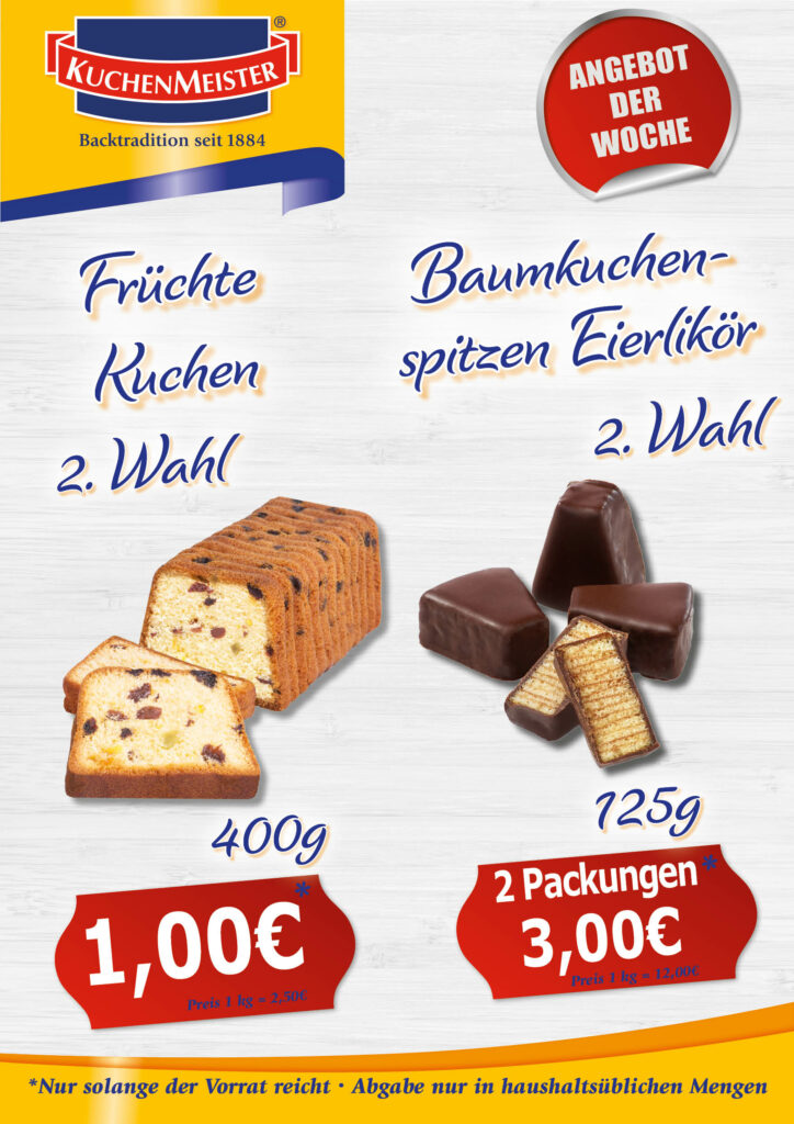 NEU Preisschilder Angebot der Woche KW09 2025 Corinna BKS Eierlikör und Früchtekuchen